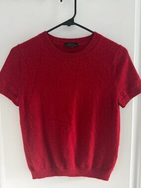Quince 100% Mongolian Cashmere Short Sleeve Sweater Red – Size Small